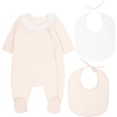 Chloé Pink Set Of Babygrow For Baby Girl