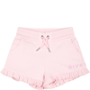 GIVENCHY PINK SPORTS SHORTS FOR BABY GIRL WITH LOGO