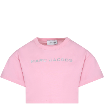 Marc Jacobs Kids' Pink Crop T-shirt For Girl