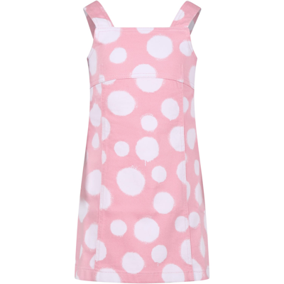 Marc Jacobs Kids' Pink Casual Dress For Girl With Polka Dots In Rosa