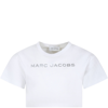 MARC JACOBS WHITE CROP T-SHIRT FOR GIRL WITH LOGO