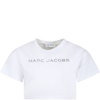 Marc Jacobs White Crop T-shirt For Girl With Logo In White