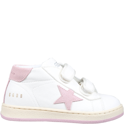 Golden Goose Kids' June Leather Strap Sneakers In Cream