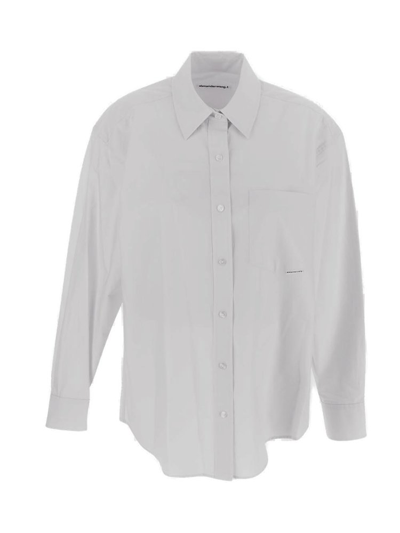 Alexander Wang T T By Alexander Wang Logo Tag Buttoned Shirt In White