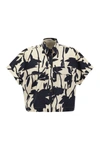 Brunello Cucinelli Ramage Print Cotton Poplin Shirt With Jewellery In White/blue