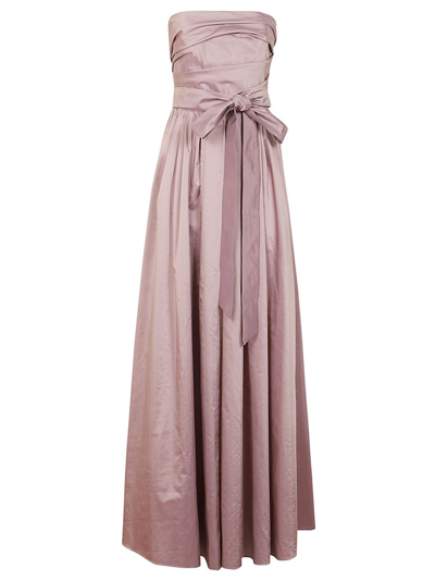 Max Mara Studio Pleated Strapless Dress In Purple