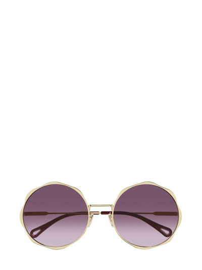 Chloé Eyewear Round Frame Sunglasses In Gold