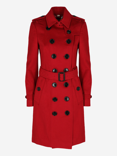Pre-owned Burberry Wool Double Breasted Coat In Red