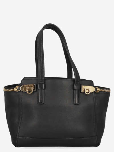 Pre-owned Ferragamo Leather Tote Bag In Black
