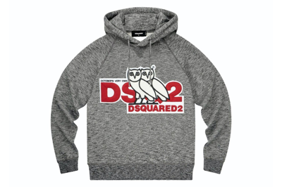 Pre-owned Ovo X Dsquared Chenille Hoodie Heather Grey