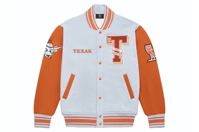 Pre-owned Ovo X Ncaa Texas Longhorns Fleece Varsity Jacket Heather Grey