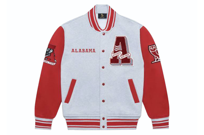 Pre-owned Ovo X Ncaa Alabama Crimson Tide Fleece Varsity Jacket Heather Grey