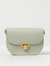 Coccinelle Dew Bag In Grained Leather With Logo In Sage