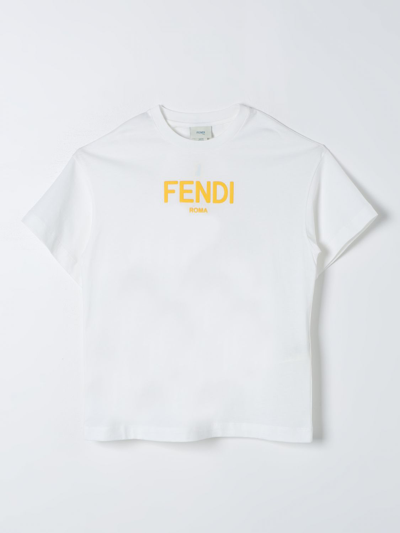 Fendi Kids'  Boys White Cotton T-shirt