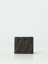Fendi Ff Jacquard Fabric Bi-fold Wallet Accessories In Brown