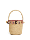 Alanui Raffia Bucket Bag Featuring Paisley Motif In Beige
