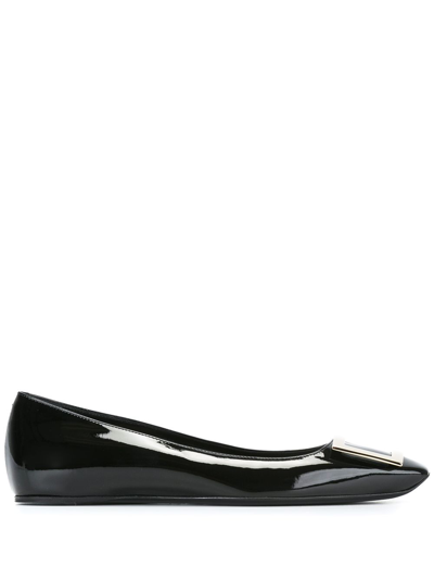 Roger Vivier Trompette Leather Ballet Flats In Black