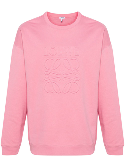 Loewe Logo Cotton Sweatshirt In Pink