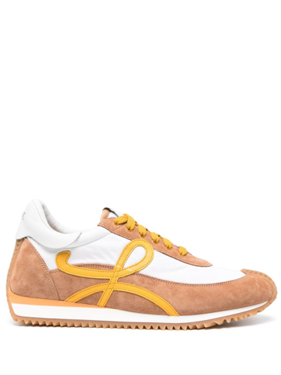 Loewe Flow Runner Leather-trimmed Suede And Nylon Trainers In Beige