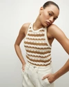 VERONICA BEARD JERREL STRIPED KNIT TANK DESERT KHAKI OFF-WHITE