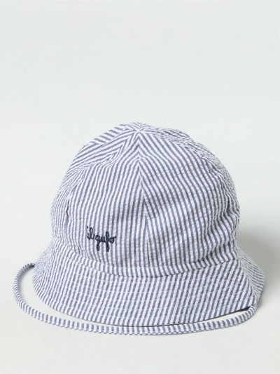 Il Gufo Striped Backet Hat In Blue