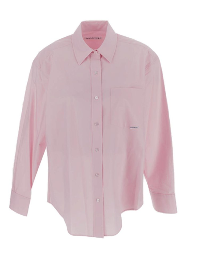 Alexander Wang T T By Alexander Wang Logo Tag Buttoned Shirt In Pink