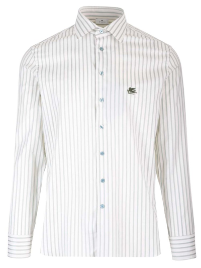 Etro Pegaso Embroidered Striped Shirt In Multi