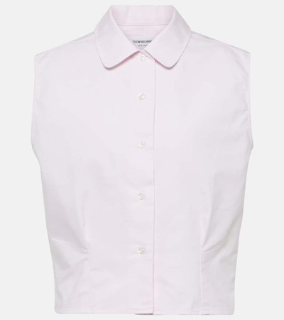 Thom Browne Cotton Sleeveless Shirt In Pink