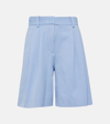 Staud Luisa Wide Leg Bermuda Shorts In Blue