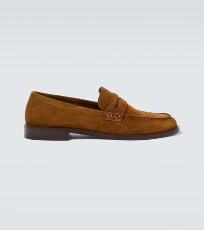 Manolo Blahnik Perry Suede Loafers In Brown