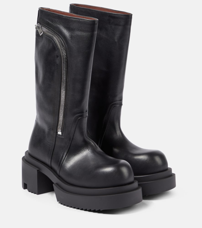 Rick Owens Leather Boots In Black