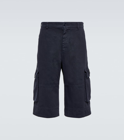 Dolce & Gabbana Cotton Cargo Shorts In Blue
