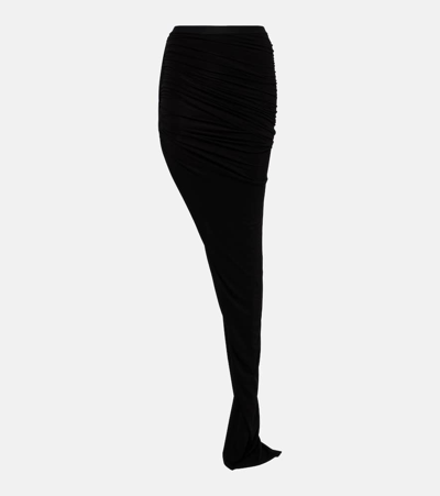 Rick Owens Edfu Ruched Maxi Skirt In Black