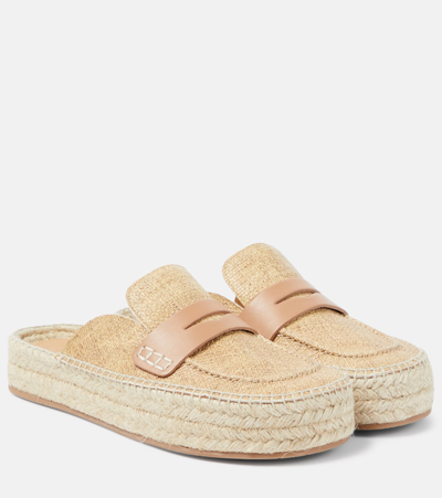 Jw Anderson Leather-trimmed Mules In Beige