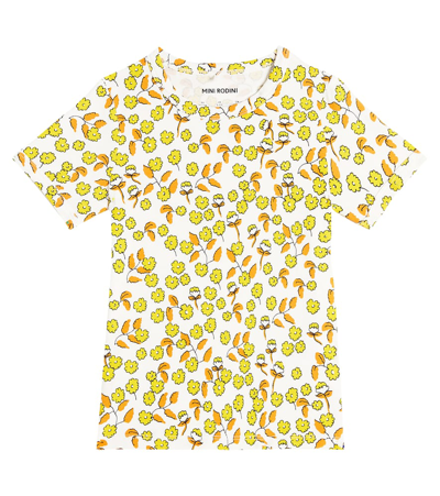 Mini Rodini Kids' Flowers Cotton-blend T-shirt In White