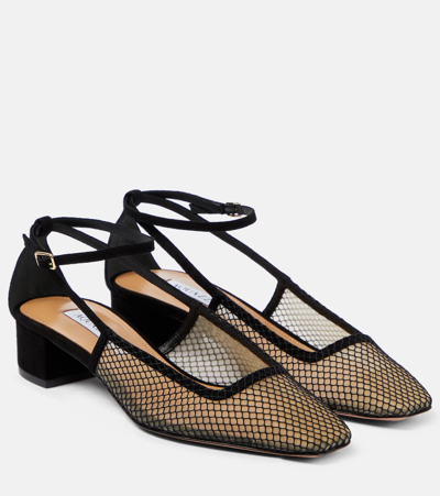 Aquazzura Forbidden Love 35 Mesh And Suede Pumps In Black