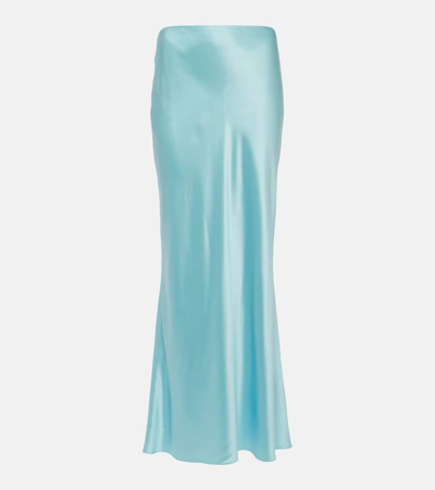 The Sei Mid-rise Flared Satin Skirt In Blue
