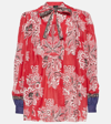 Etro Pintucked Floral-print Cotton And Silk-blend Voile Blouse In Red