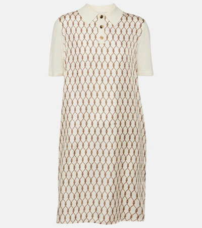 Tory Burch Wool And Silk Shirtdress In New Ivory / Brown Knot