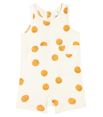 Mini Rodini Baby Basketball Cotton Playsuit In Offwhite