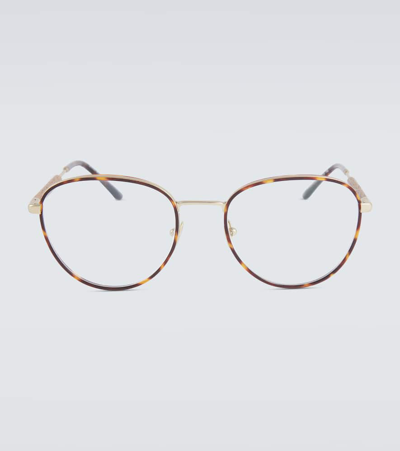 Giorgio Armani Round Glasses In Gold