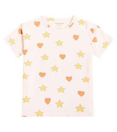 Tinycottons Kids' Printed Cotton-blend Jersey T-shirt In Pastel Pink