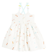 Stella Mccartney Kids' Embroidered Bow-detail Cotton Dress In Avorio/embroidery