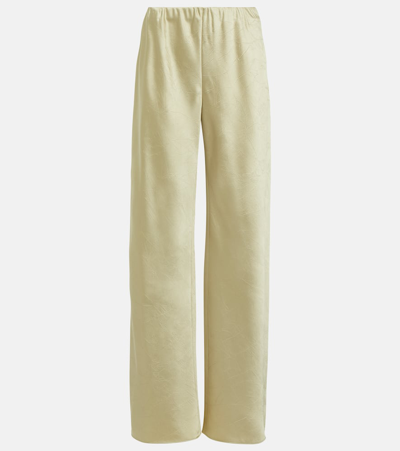 Vince High-rise Satin Wide-leg Pants In Haystack