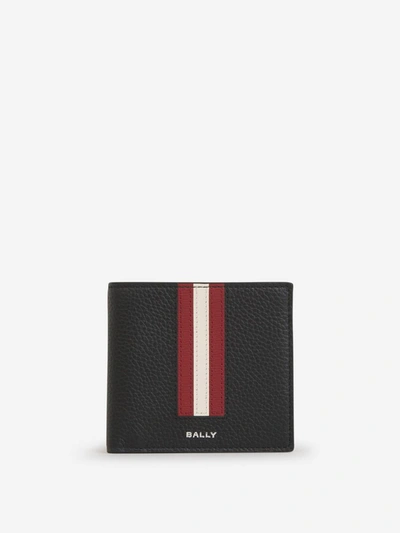 Bally Logo Leather Wallet In Marró Fosc