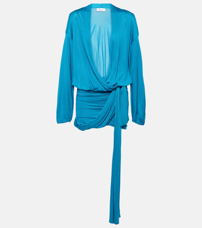 Blumarine Draped Minidress In Blue