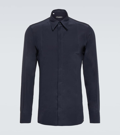 Dolce & Gabbana Silk Crêpe De Chine Shirt In Blu