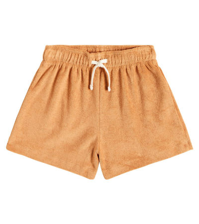 Tinycottons Kids' Towel Cotton Shorts In Dark Brown