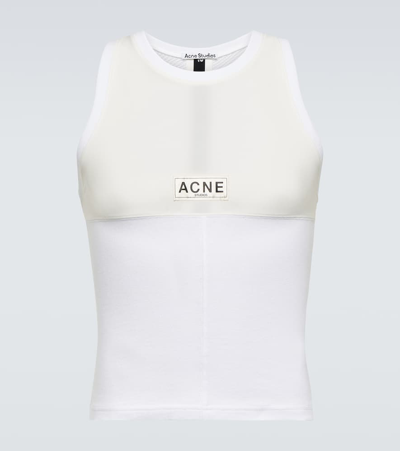 Acne Studios Logo Jersey Tank Top In Optic White
