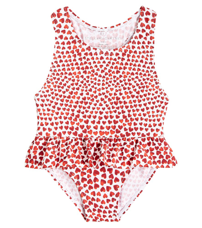 Stella Mccartney Kids' Baby Printed Ruffled Swimsuit In Ivory/red